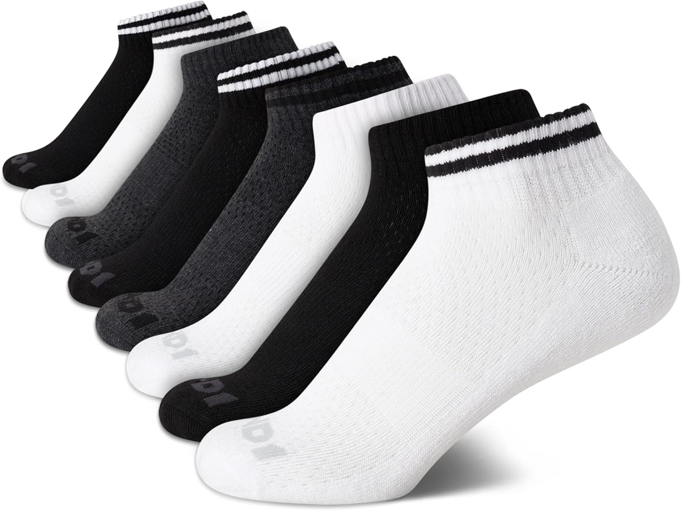 AND1 Boys' Socks - Athletic Cushion Quarter Cut Socks (8 Pack)