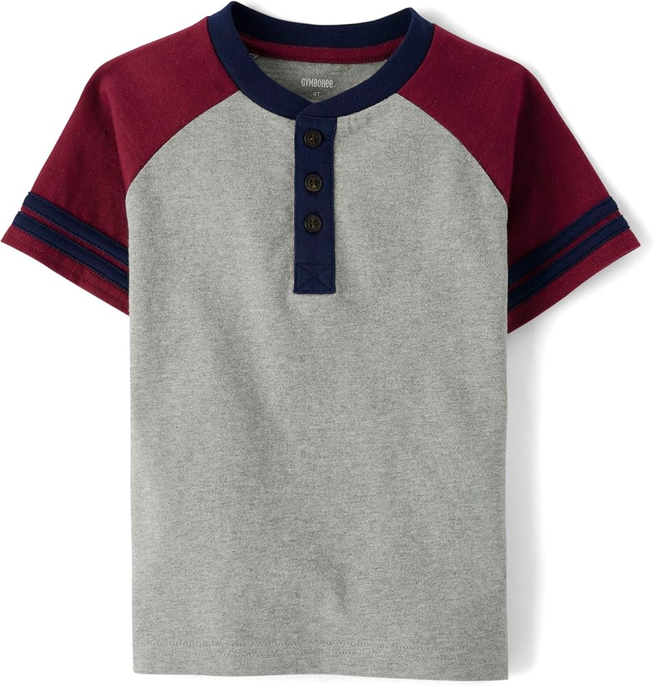 Gymboree,and Toddler Short Sleeve Henley T-Shirt,Maroon Smoke,4T