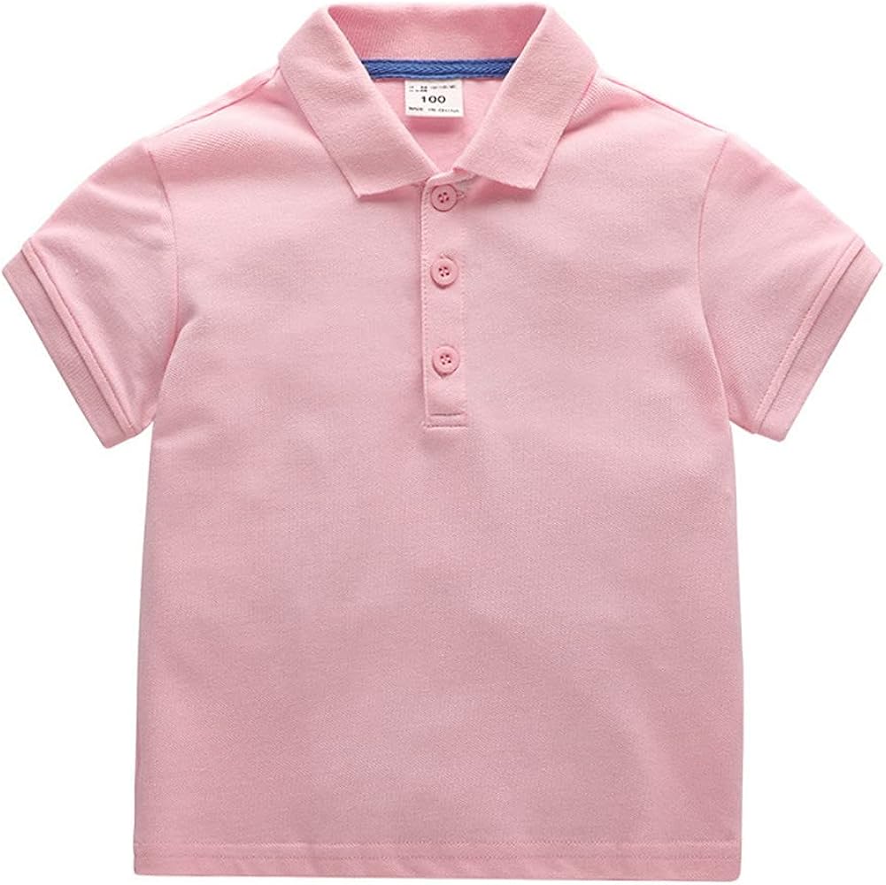 Toddler Boys Short Sleeve Polo Collared Shirt Cotton Casual Uniform Classic Solid Color Tee Shirt Tops