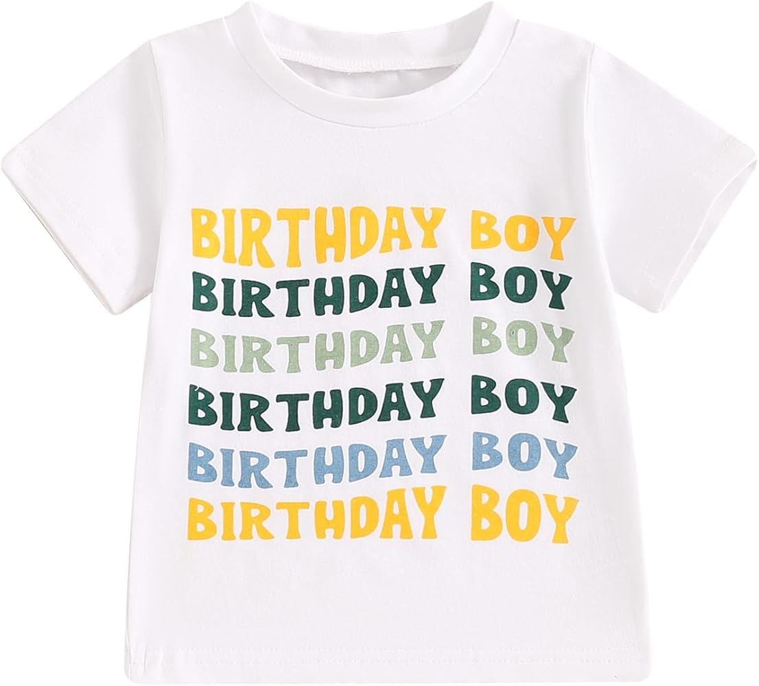 Birthday Boy Shirt for Toddler Boys 1st 2nd 3rd 4th 5th Birthday Outfit Embroidered T-Shirt Casual Short Sleeve Tops