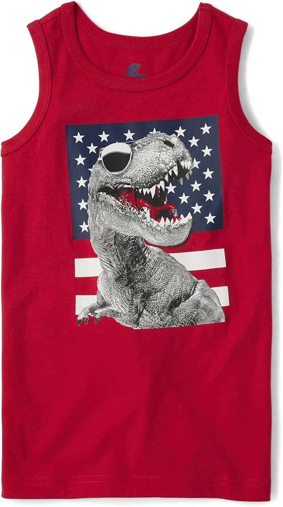 The Children's Place Boys' Sleeveless Tank Tops, American Dino, X-Large