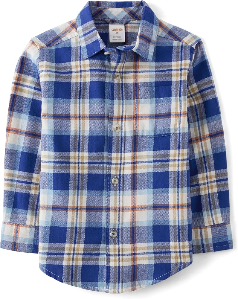 Gymboree,and Toddler Long Sleeve Button Up Shirt,Blue Checkered,2T