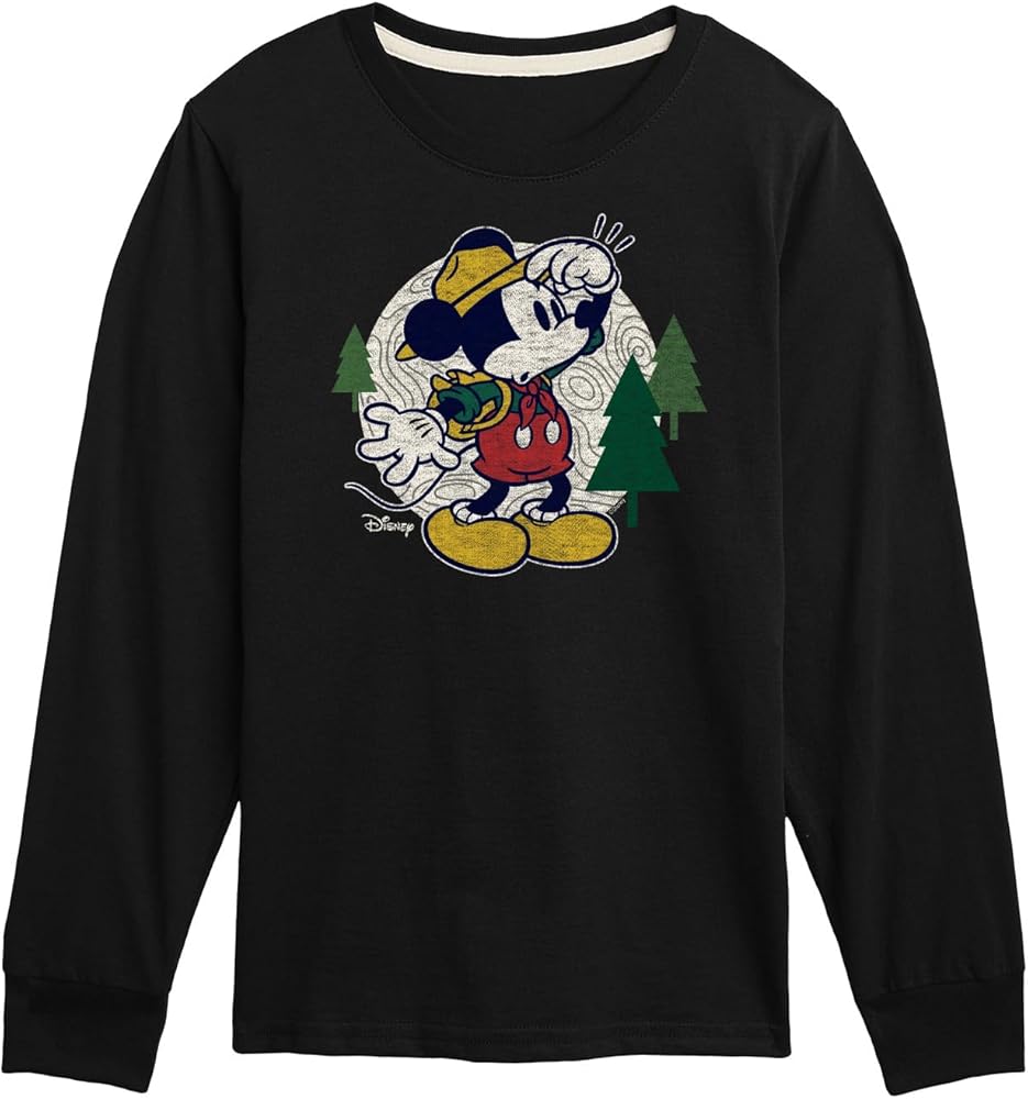 Disney Characters - Mickey & Friends - Hiking & Camping - Possible Wrong Turn - Toddler & Youth Long Sleeve Graphic T-Shirt