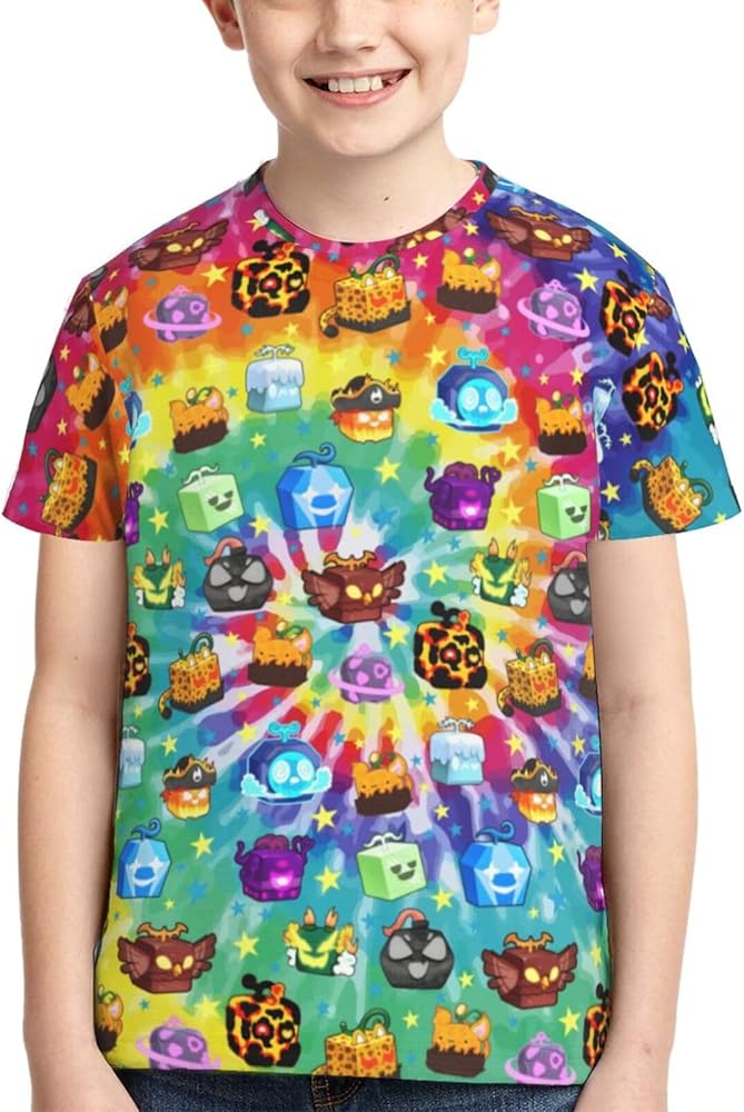 Blox Fruits Boys' 3D Printed Novelty Shirt Casual Tops T-Shirt Tees for Boys and Girls