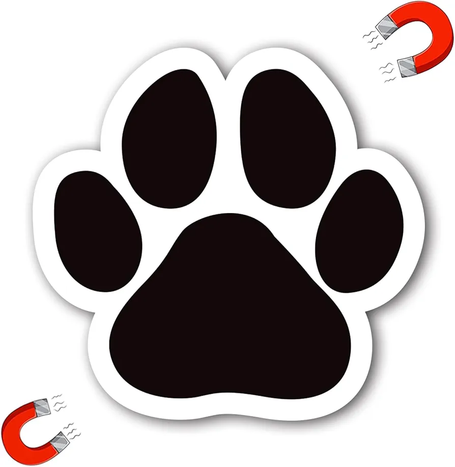 Dogs Pawprint Magnet Decal, 5 Inch, Heavy Duty Automotive Magnet for Car Truck SUV (Black)