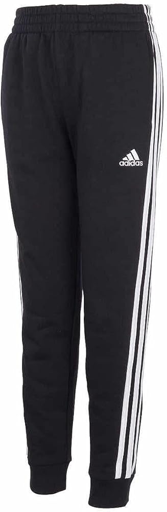 adidas Youth 3 Stripe Fleece Jogger (Black/White, Small 8)