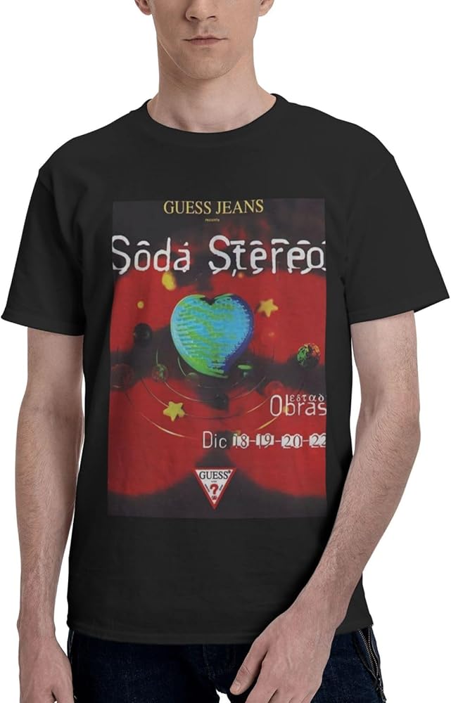 Soda Stereo T Shirt Man's Summer Comfortable Fit Soft Short Sleeve Round Neckline Basic Tee Tops