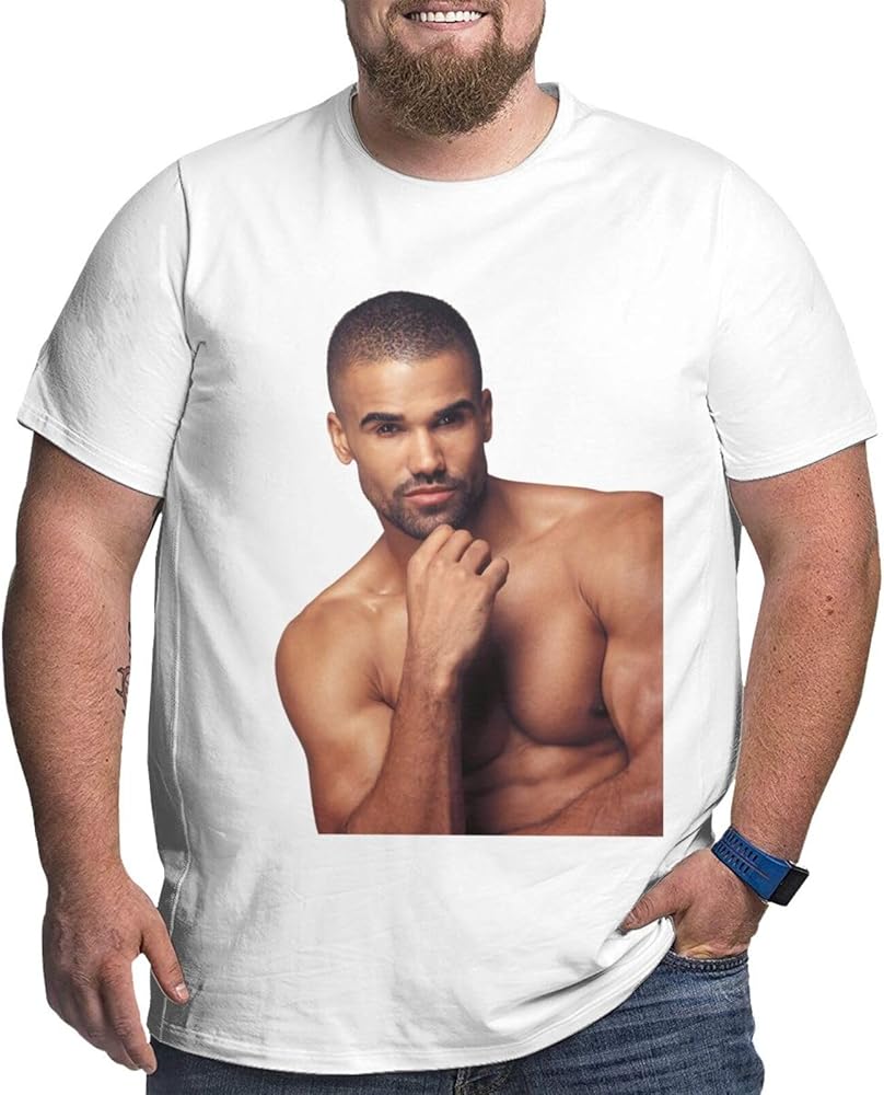 Shemar Moore Plus-Size t Shirt Boys Fashion Loose Fit O-Neck Short Sleeve Big and Tall Cotton Top Tees