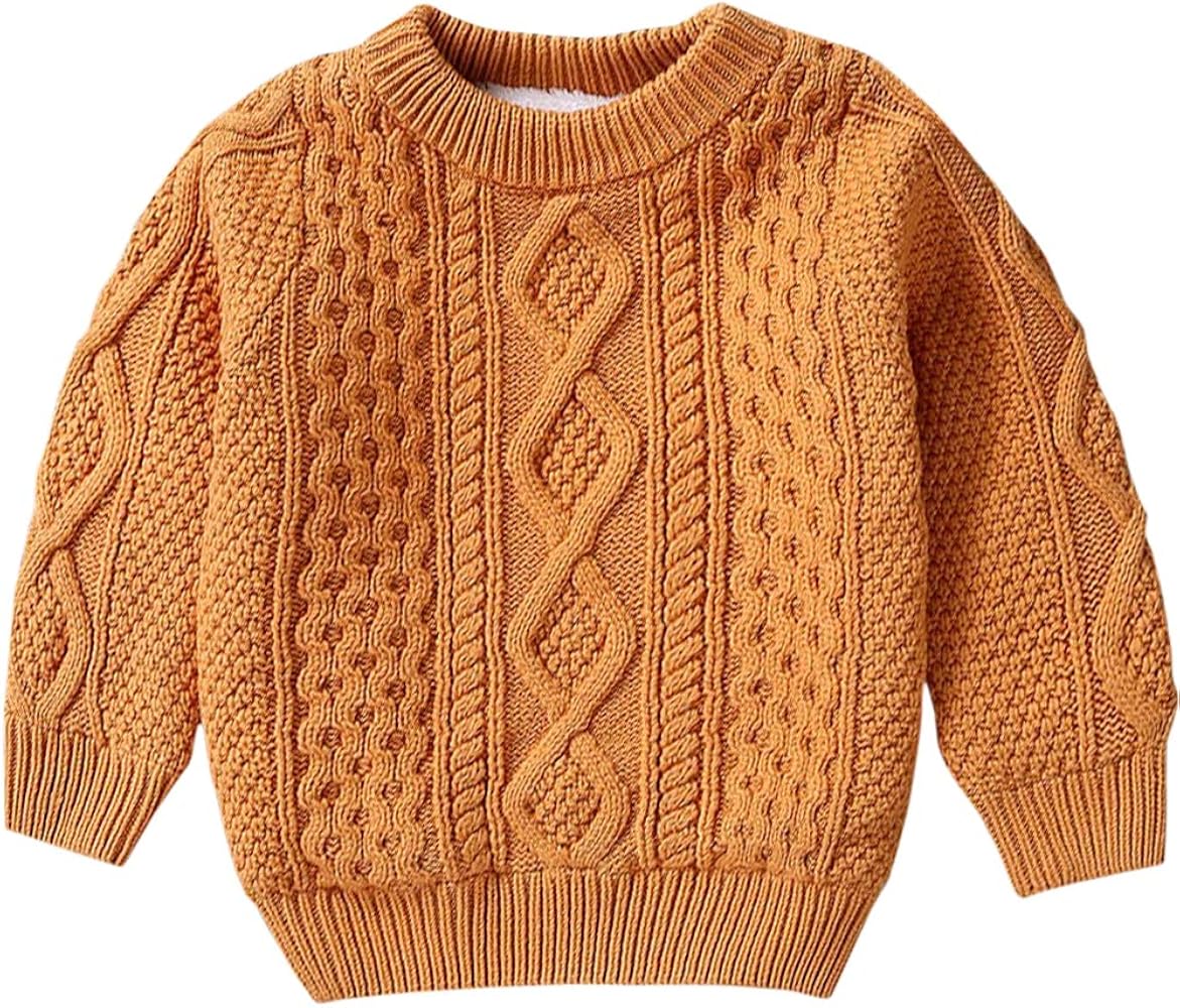 BINPAW Kid's Vintage Twist Warm Fleece Lined Sweater, 12 Months-10 Years