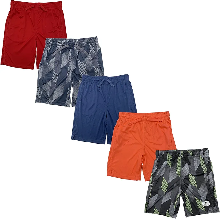 Andrew Scott Boys 7 Pack Active Performance Mesh Style Basketball Sport Shorts