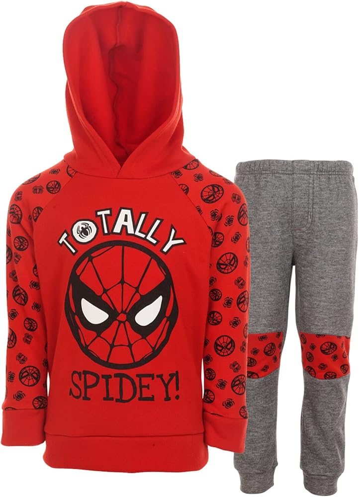 Marvel Avengers Spider-Man Fleece Pullover Hoodie and Jogger and Pants Outfit Set Toddler to Big Kid Sizes (2T - 18-20)