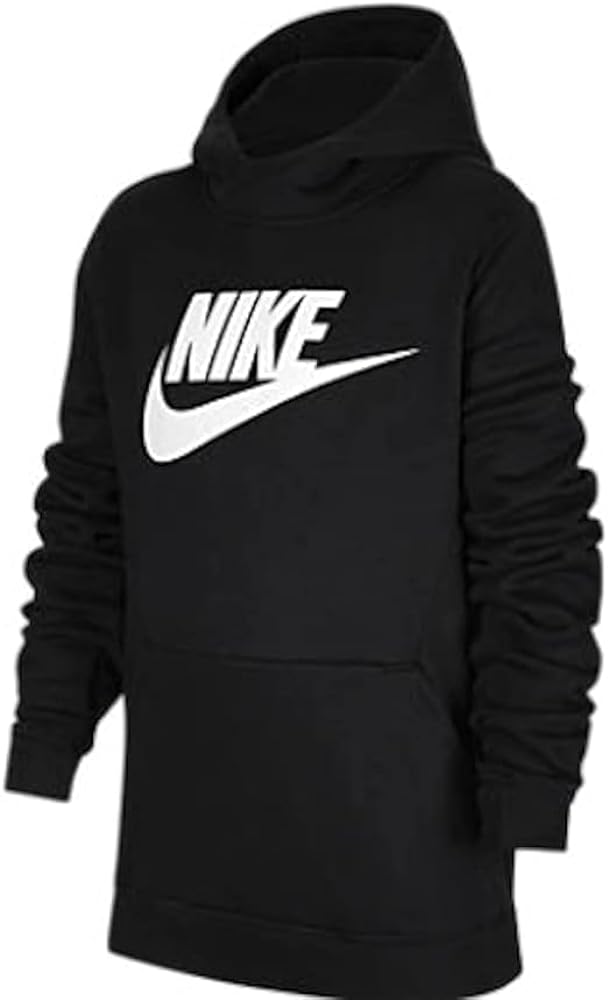 Nike Boys Sportswear Club+ Hbr Pullover Hoodie Extended Plus Sizes (as1, alpha, s, regular, Black/White/White)