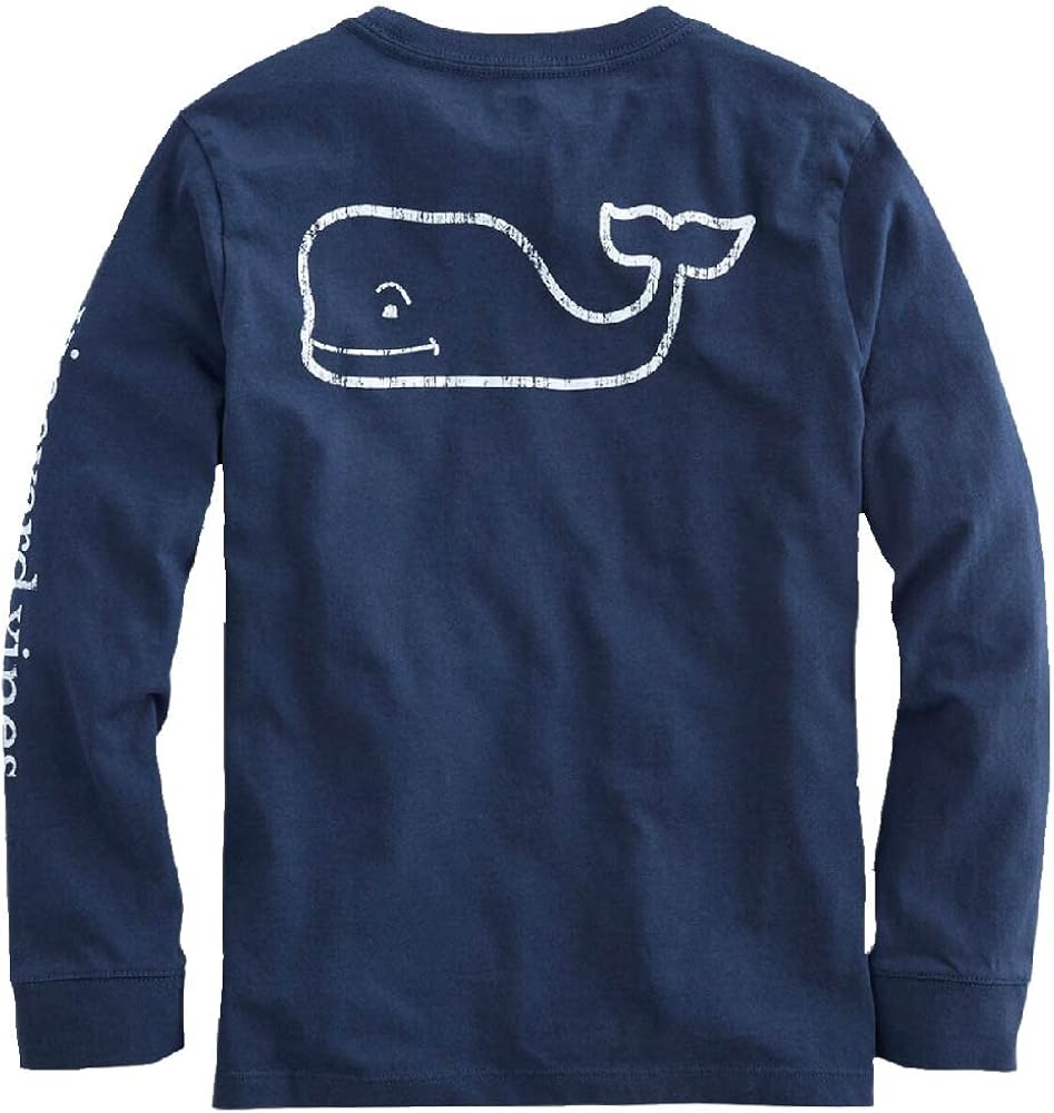 vineyard vines Kids' Long Sleeve Vintage Whale Pocket T-Shirt