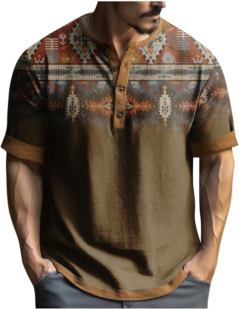 Men's Printed Casual Loose Blouse Short Sleeve Graphic and Embroidered Fashion T-Shirt Spring and Summer Shirt