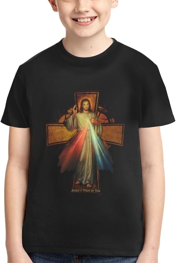 Divine Mercy of Jesus Christian1 Shirts Youth Short-Sleeve T-Shirts Active T Athletic Tops Tee for Boys & Girls