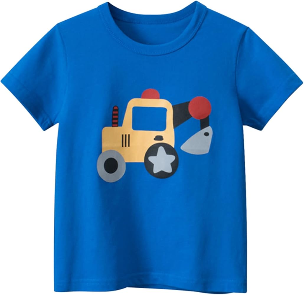 Kids Toddler Boys Cotton Car Pattern Short Sleeve Tee Tops Cotton Round Neck T-Shirts Tops Summer Outdoor T-Shirts