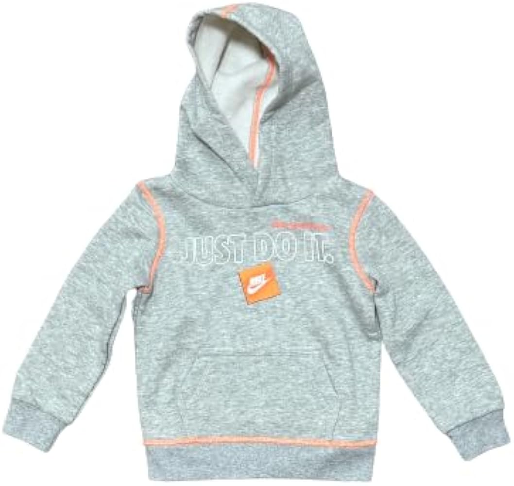 Nike Little Boys Just Do It Logo Hoodie (US, Age, 2 Years, Dark Grey Heather/Total Orange)