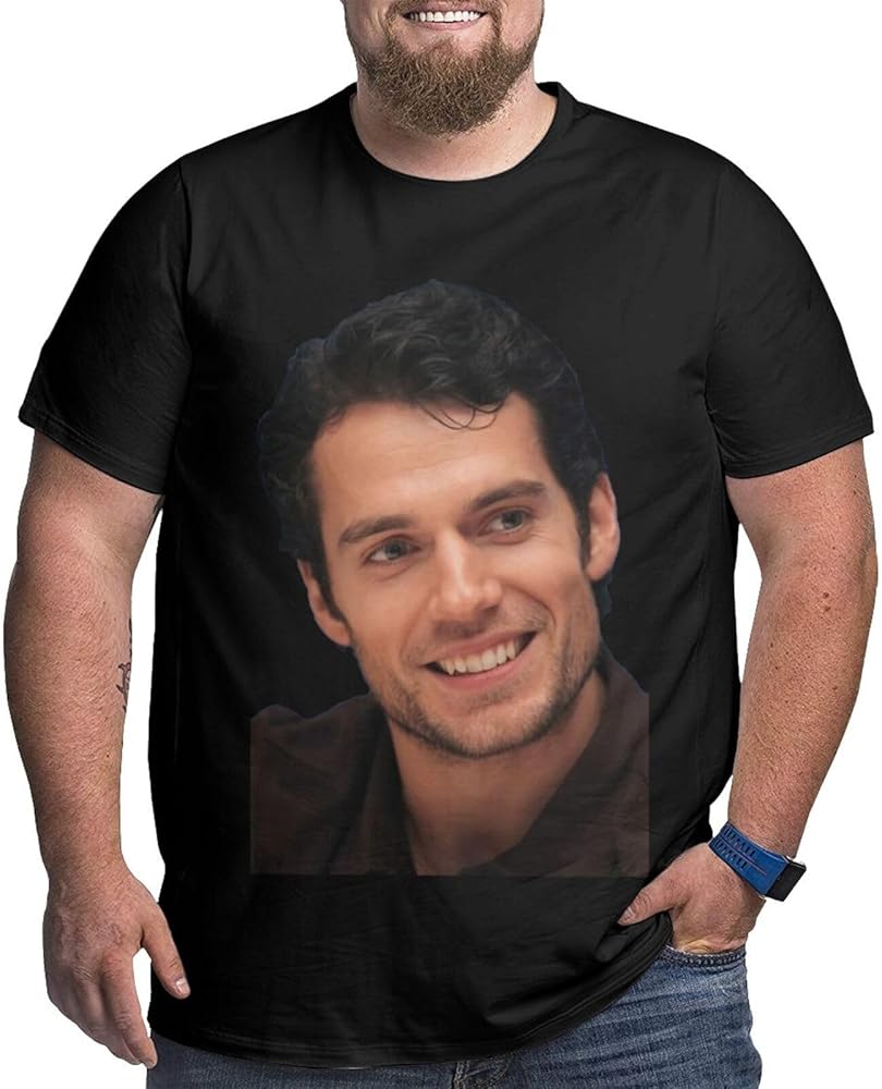 Henry Cavill Plus-Size t Shirt Man's Fashion Loose Fit O-Neck Short Sleeve Big and Tall Cotton Top Tees