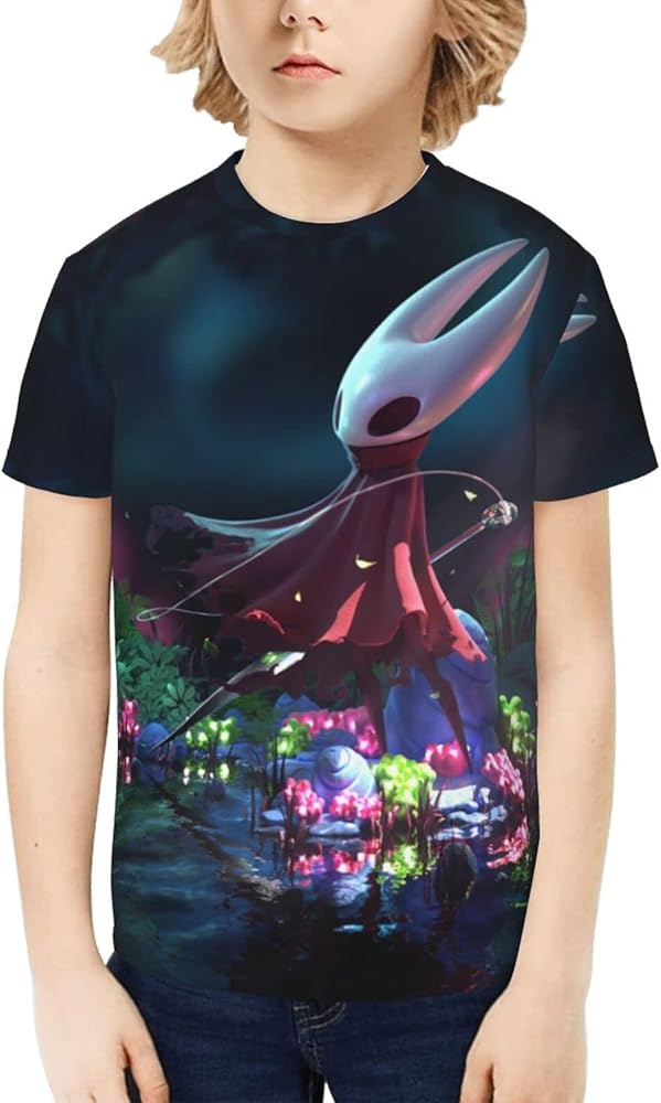 Hollow Gaming Knight Unisex Graphic T-Shirts Crewneck Summer Shirt Short Sleeve Tops Blouse for Boys Girls