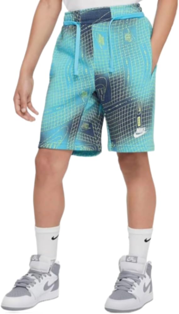 Nike Boys NSW Club All Over Print Fleece Shorts X-Small Blue