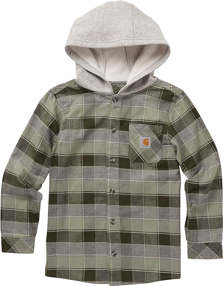 Carhartt Boys' Long-Sleeve ButtonFront Hooded Flannel Shirt