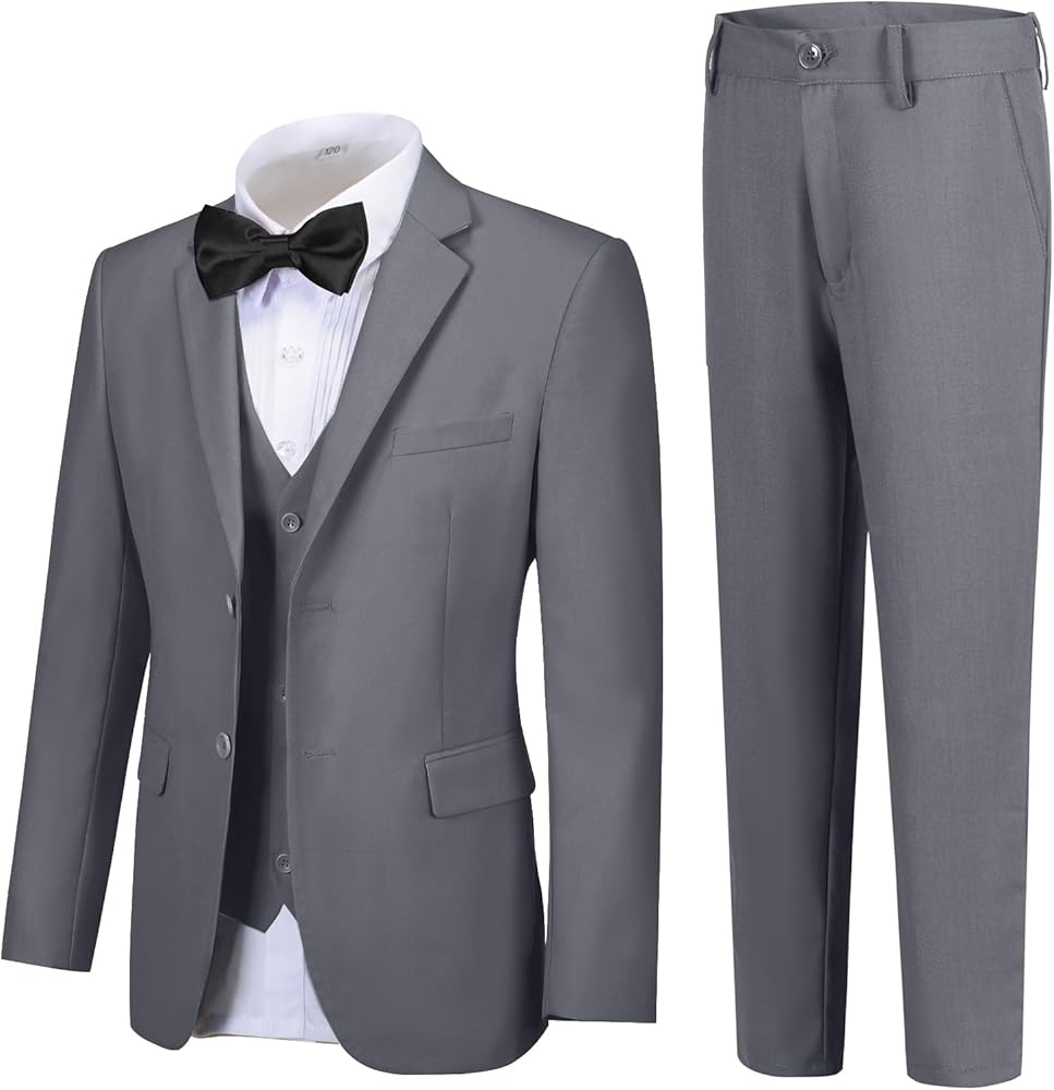 Boy Suits 5 Pieces Formal Suit Set with Adjustable Waist Kids Dress Suit for Wedding Prom