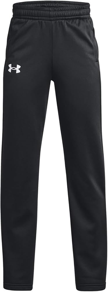 Under Armour Boys' Armourfleece Straight Leg Pant (as1, Alpha, x_l, Regular, Black/White, X-Large)