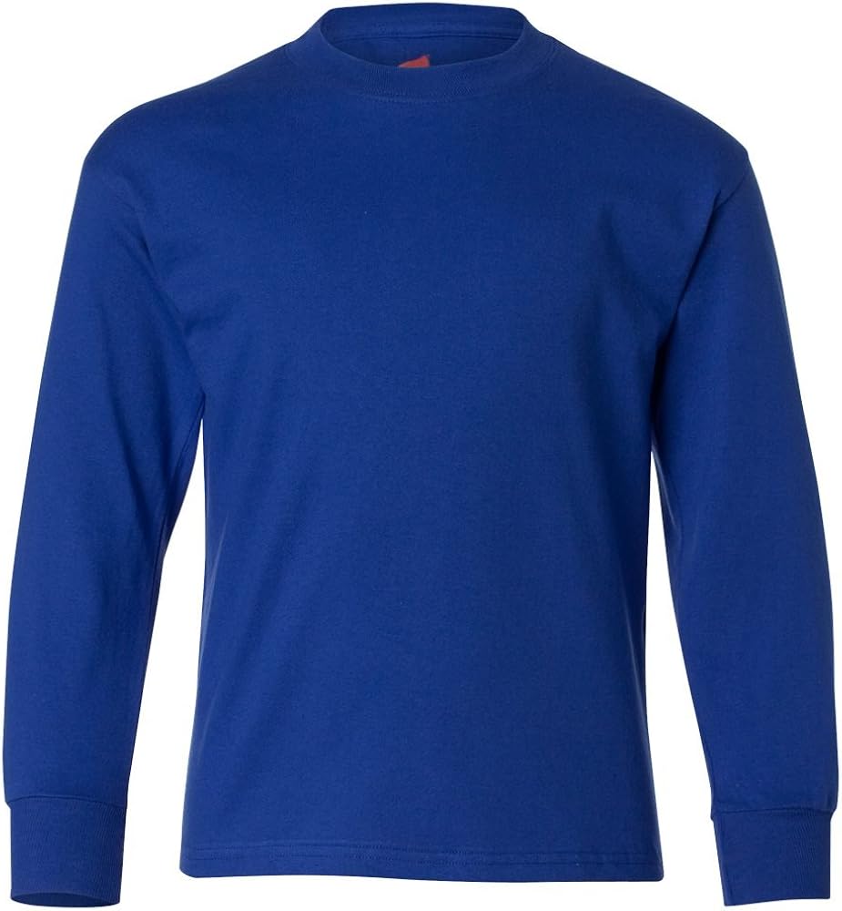 Boys Hanes Youth TAGLESS Long-Sleeve T-Shirt 5546 XS, Deep Royal