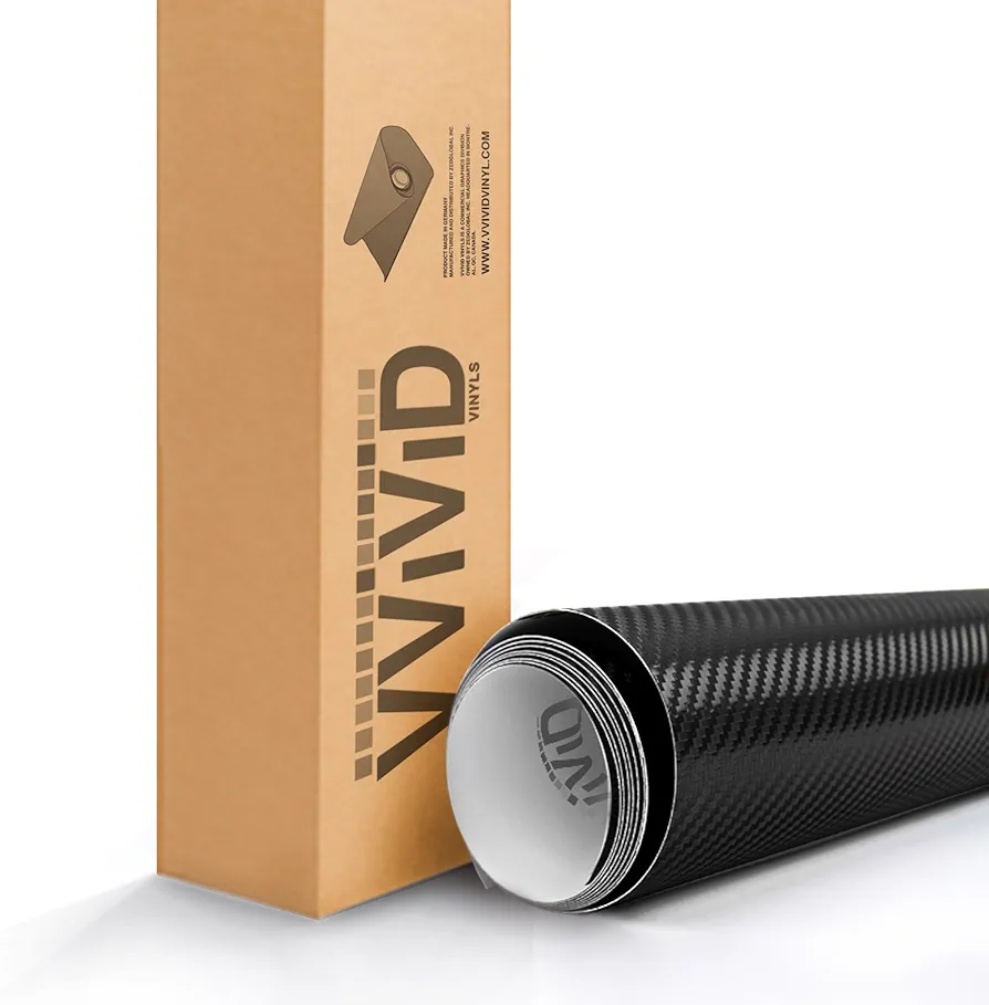 VViViD XPO Black Carbon Fiber 5ft x 1ft 8yr Car Wrap Vinyl Roll with Air Release