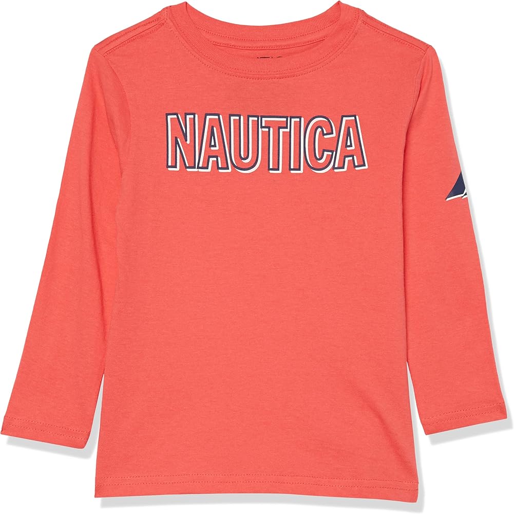 Nautica Boys' Long Sleeve Graphic Crew Neck T-Shirt, Soft, Comfortable, Relaxed Fit