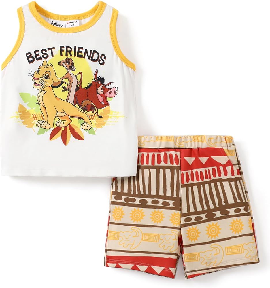 Disney Mickey and Friends Boys Stripe Print T-Shirt and Solid Shorts Set