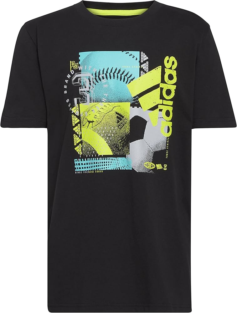 adidas Boys' Short Sleeve Cotton Sports Ball 22 Screen T-Shirt