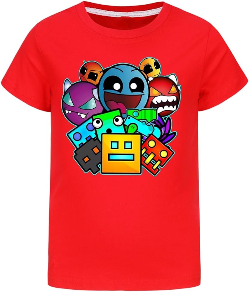 Geometry Dash Shirt for Kids Summer Short Sleeve t Shirt Cotton Baby Boys tees Little Girls Tops Teens Clothes chlid Shirts