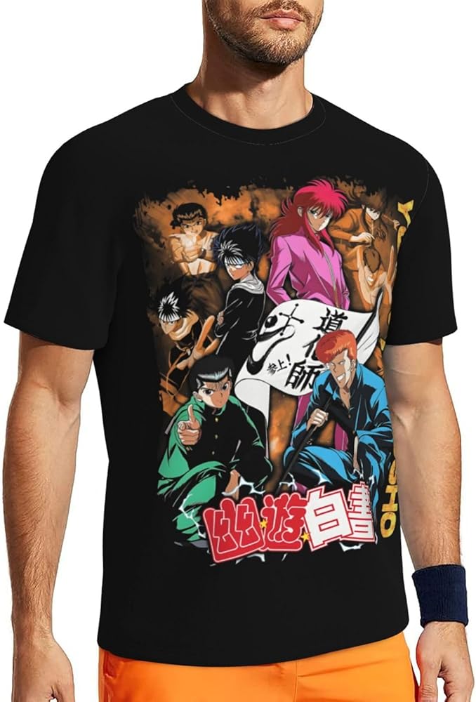 Anime Yu Yu Hakusho T Shirt Boy's Summer Round Neck Tops Casual Short Sleeves Tee