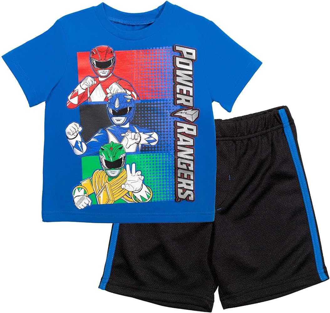 Power Rangers T-Shirt and Mesh Shorts Outfit Set Toddler to Big Kid