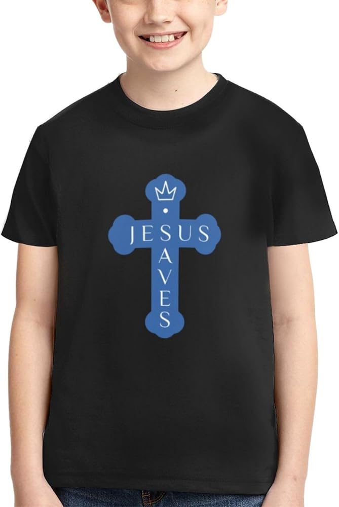 Christian Jesus Saves Men Shirts Youth Short-Sleeve T-Shirts Active T Athletic Tops Tee for Boys & Girls