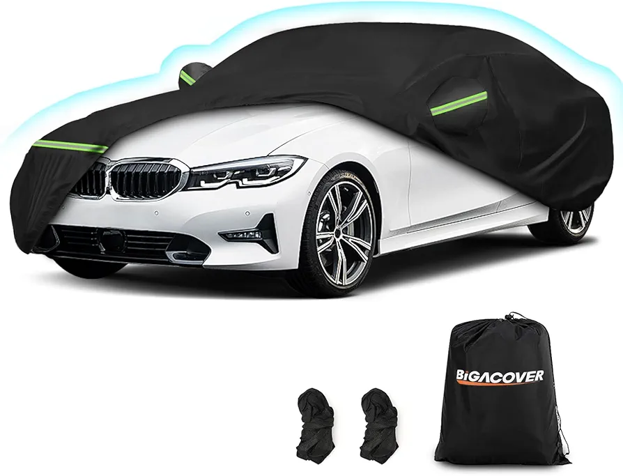 Car Cover for BMW M3 320i 328i 328d 330i 330e 335i 340i 2007-2023, Waterproof 210D Oxford Cloth and Cotton Cover Outdoor Full Car Covers with Zipper Windproof Heavy Duty All Weather