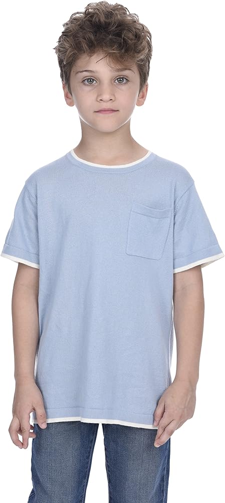 State Cashmere Kids Crew Neck Short Sleeve Pocket Cotton Cashmere T-Shirt Boy's Tee