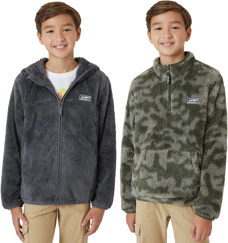 Eddie Bauer Boys’ Sweatshirt – 2 Pack Hooded Full Zip Hoodie Sweatshirt, Quarter Zip Pullover – Sweatshirts for Boys (5-20)