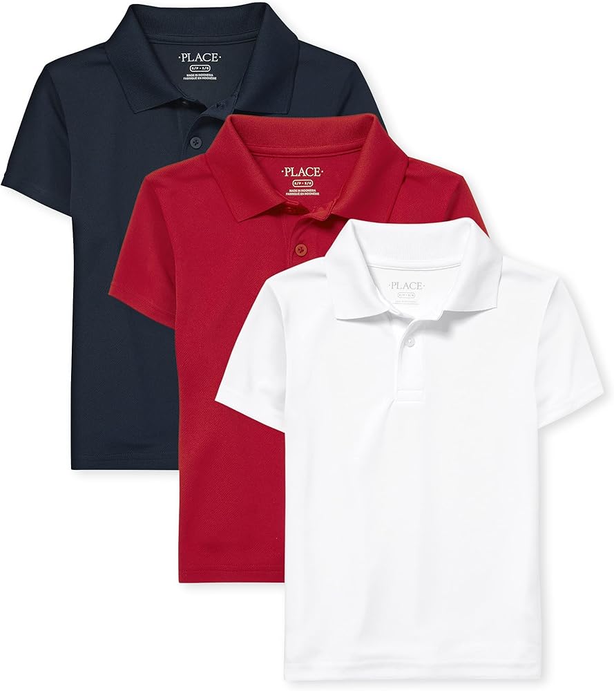 The Children's Place Boys Multipack Short Sleeve Performance Polos