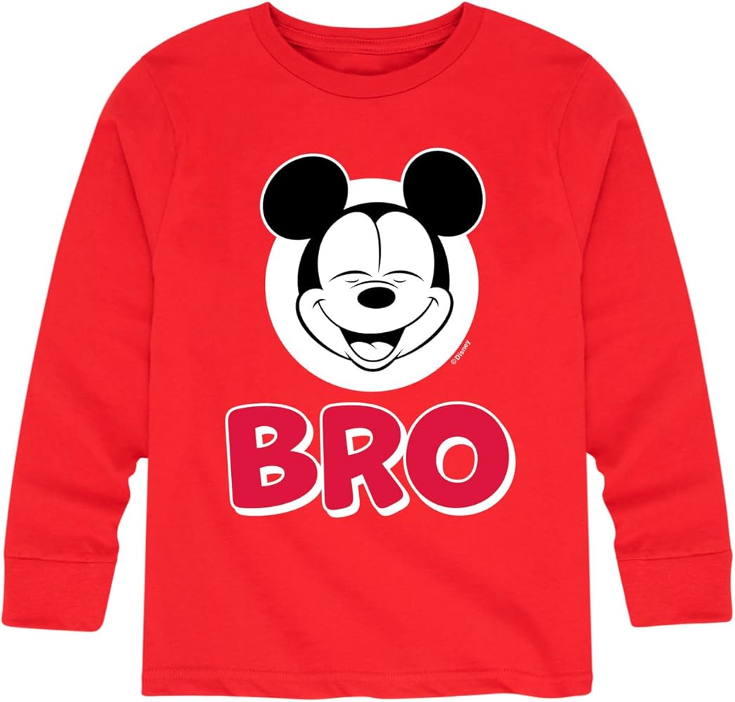 Disney Jr. Mickey & Friends - Sibling Tee - Mickey Bro - Youth Long Sleeve Graphic T-Shirt