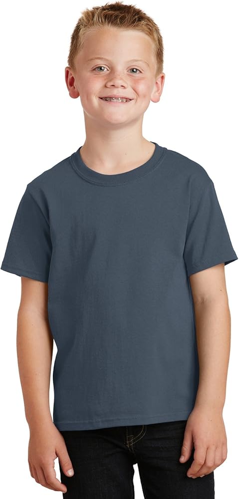 Port & Company - Youth Core Cotton Tee. PC54Y Steel Blue