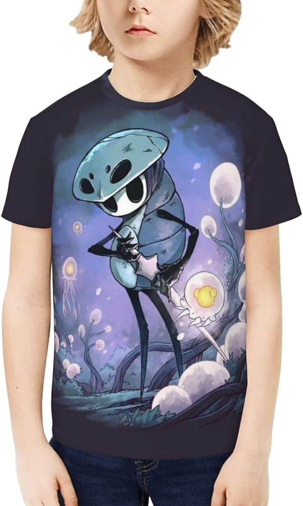 Hollow Gaming Knight Unisex Graphic T-Shirts Crewneck Summer Shirt Short Sleeve Tops Blouse for Boys Girls