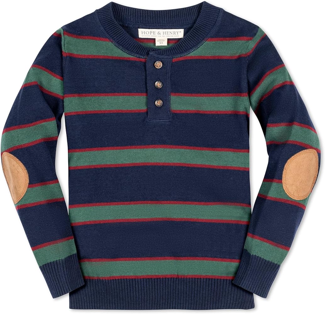 Hope & Henry Boys' Long Sleeve Henley Pullover Sweater