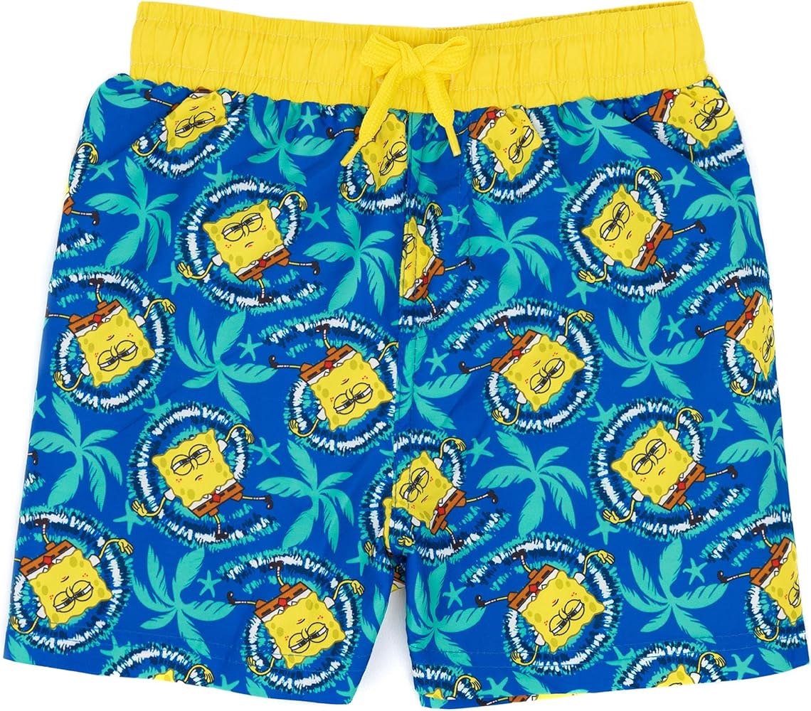 SpongeBob SquarePants Swim Shorts Boys Blue Yellow Swimming Trunks