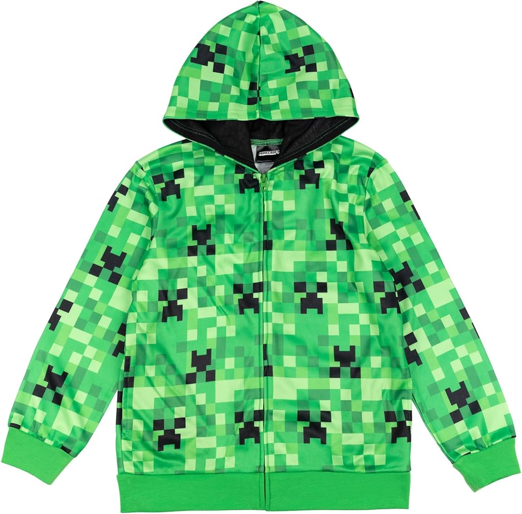 Minecraft Fleece Zip Up Hoodie Little Kid to Big Kid Sizes (4-18-20)