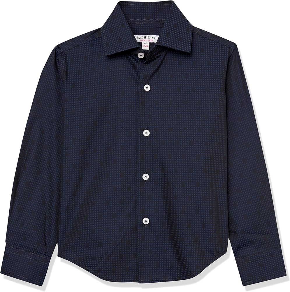 Isaac Mizrahi Boys' Slim Fit Squares Pattern Button Down Shirt