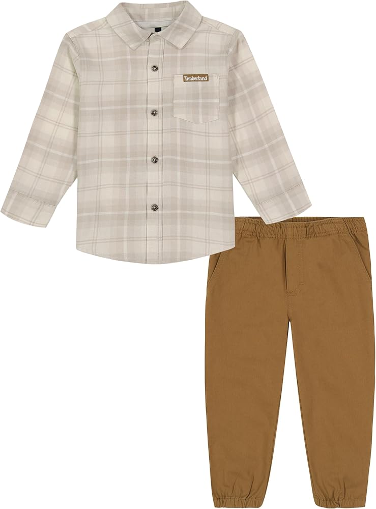 Timberland boys 2 Piece Long Sleeve Woven Shirt Set