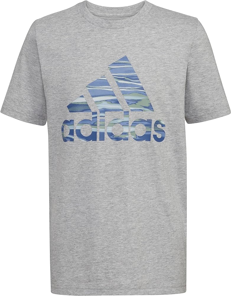 adidas Boys' Short Sleeve Liquid Camo Logo Heather Tee