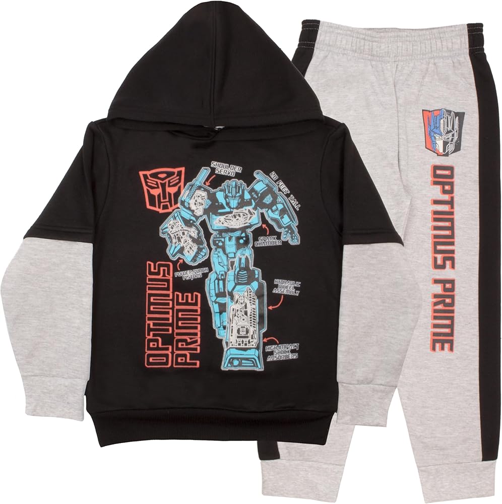 Transformers Boys Matching Sets Pullover Hoodie and Jogger Fleece Set for Boys 2 Piece Bundle